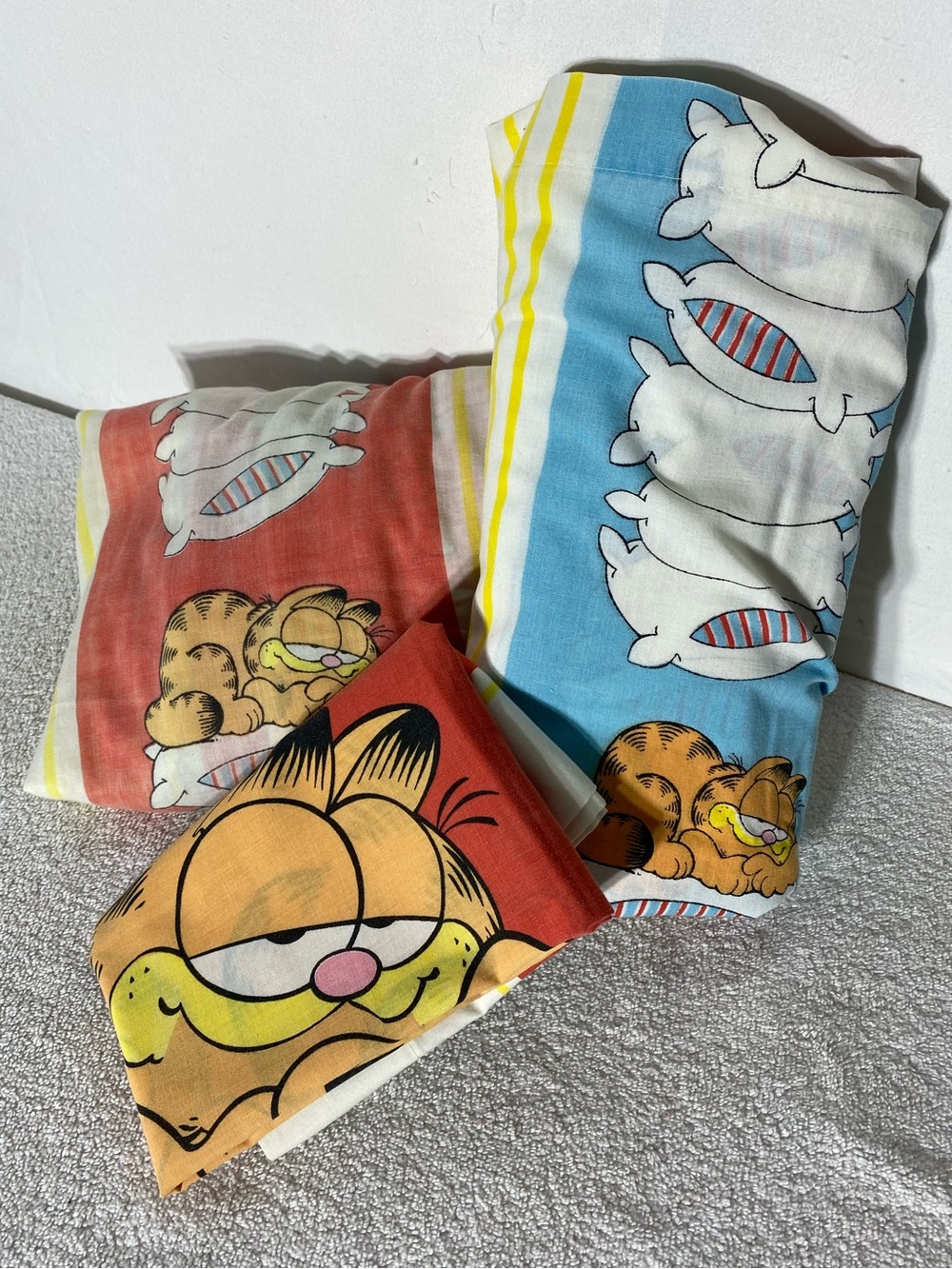 Vintage 1978 Garfield Bedding Set Flat Sheet Pillowcase Twin Nostalgia Comic